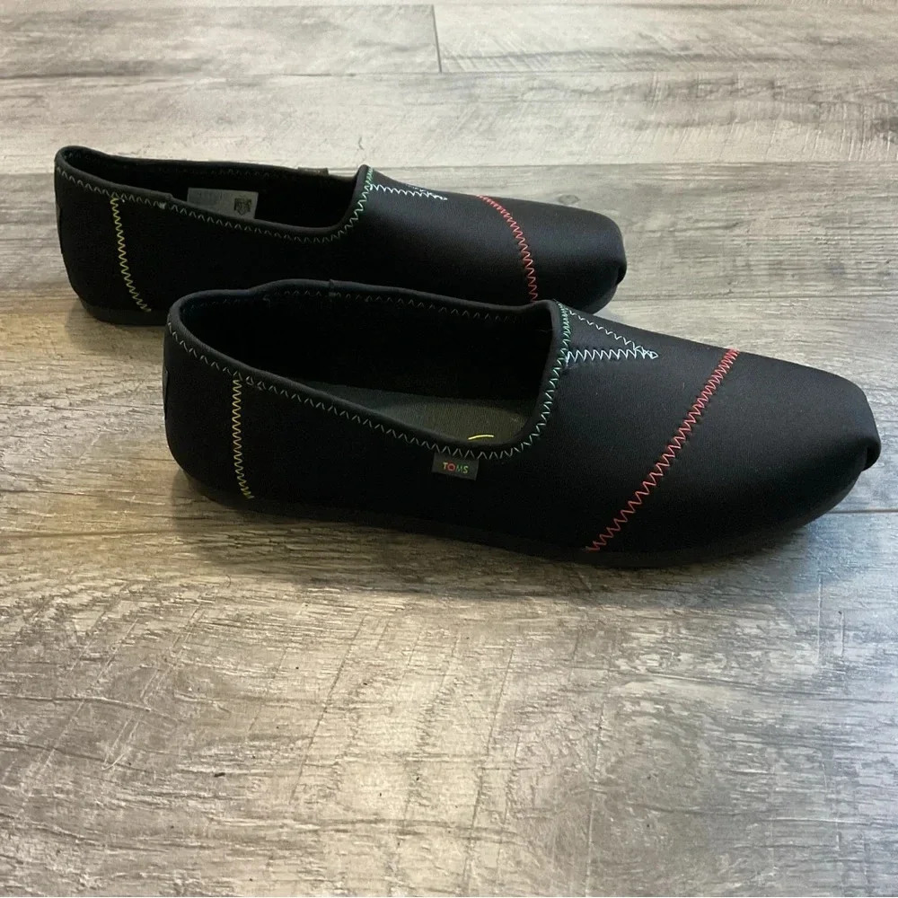 Toms Black Tech Jersey Slip On Shoe Size 10